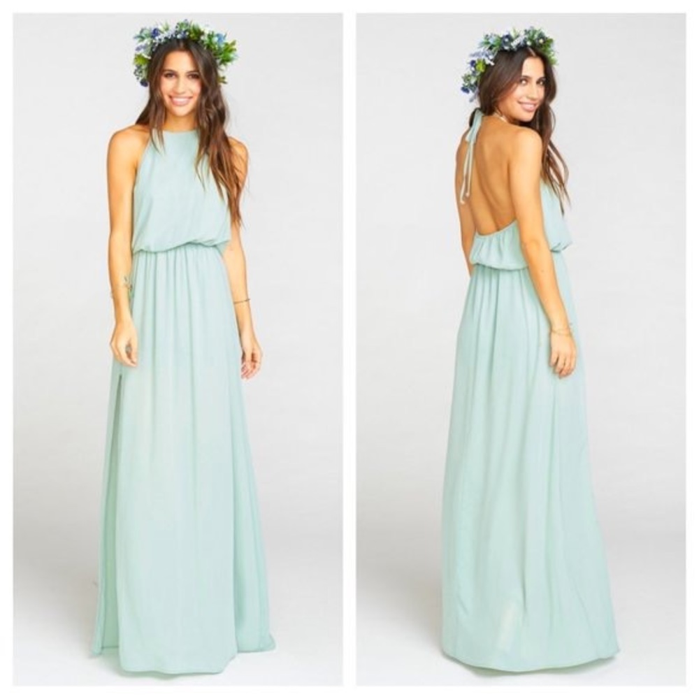 Heather Halter Dress in Dusty Mint Crisp